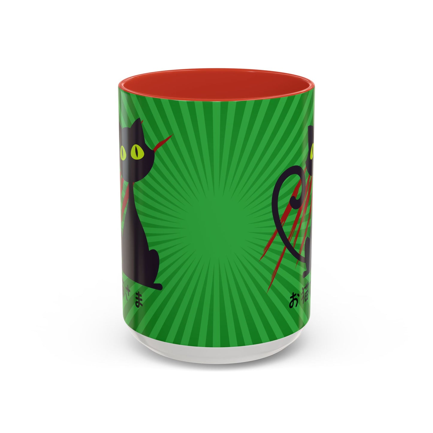 Scratchy Cat - Accent Coffee Mug (15oz) - Oneko-sama - Japanese Calligraphy