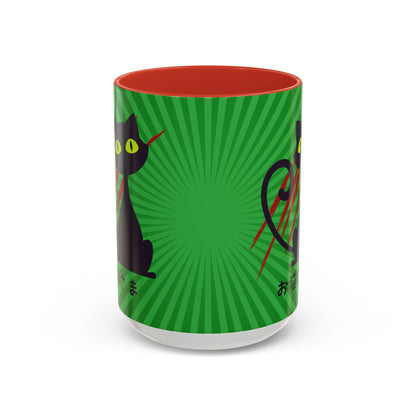 Scratchy Cat - Accent Coffee Mug (15oz) - Oneko-sama - Japanese Calligraphy