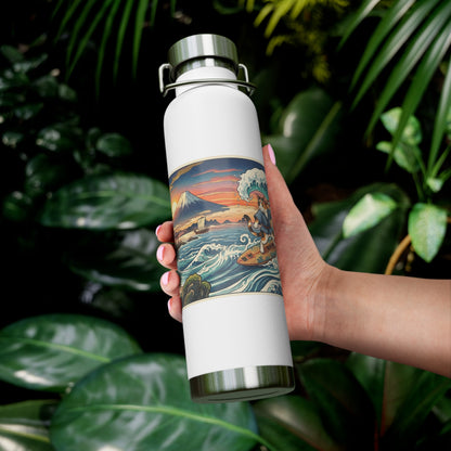 NekoPunch Original | 22oz Sunset & wave Mt. Fuji Surf Insulated Water Bottle