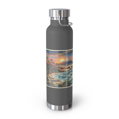 NekoPunch Original | 22oz Sunset & wave Mt. Fuji Surf Insulated Water Bottle