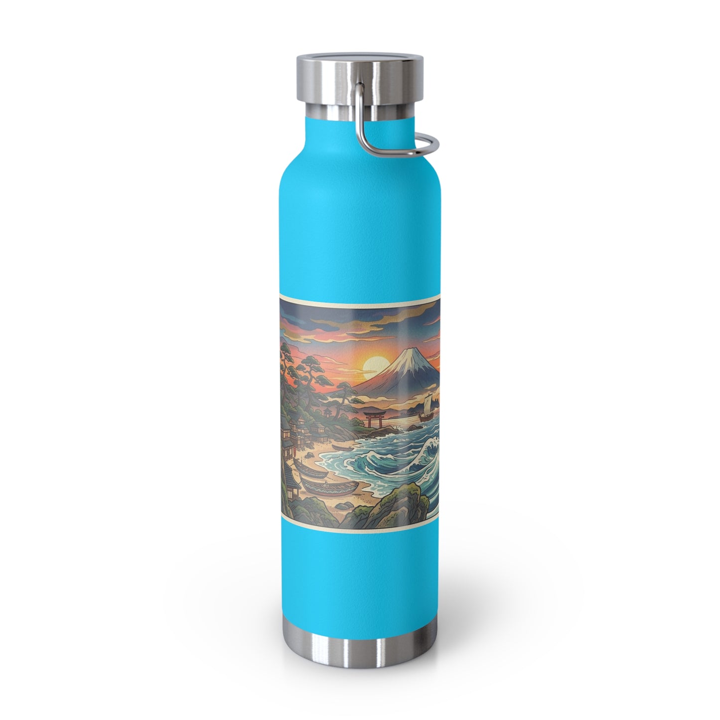 NekoPunch Original | 22oz Sunset & wave Mt. Fuji Surf Insulated Water Bottle
