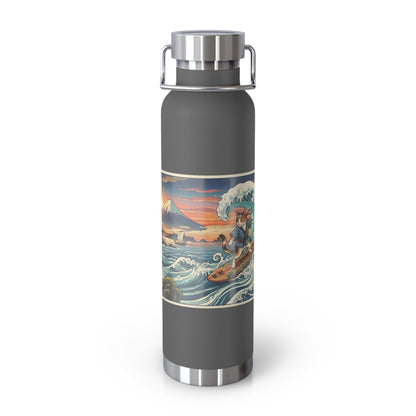 NekoPunch Original | 22oz Sunset & wave Mt. Fuji Surf Insulated Water Bottle