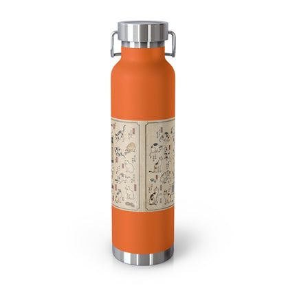 NekoPunch Original | 22oz Retro Japanese Cat Pattern Insulated Water Bottle