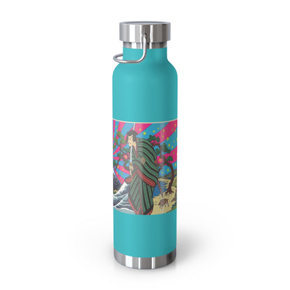 NekoPunch Original | 22oz Retro Japanese Wave & Beach Insulated Water Bottle - Samurai
