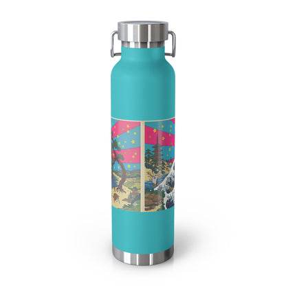 NekoPunch Original | 22oz Retro Japanese Wave & Beach Insulated Water Bottle - Samurai
