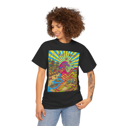 NekoPunch Original | Psychedelic Ocean Wave T-Shirt - Girl | Unisex Heavy Cotton Tee