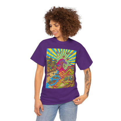 NekoPunch Original | Psychedelic Ocean Wave T-Shirt - Girl | Unisex Heavy Cotton Tee