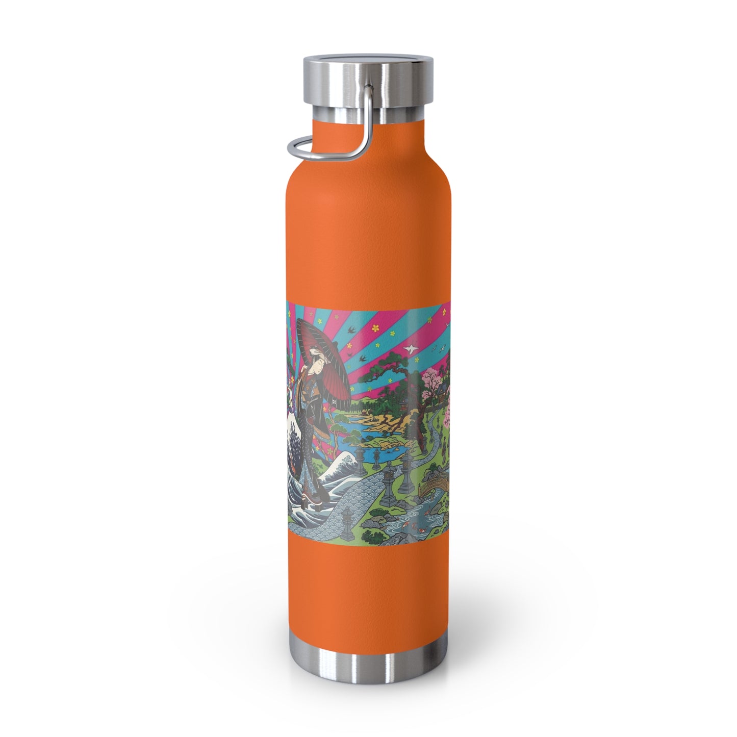 NekoPunch Original | 22oz Retro Japanese Wave & Beach Insulated Water Bottle - Girl