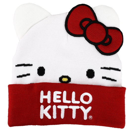 Hello Kitty Big Face & Bow Embroidered Beanie Hat