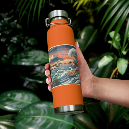 NekoPunch Original | 22oz Sunset & wave Mt. Fuji Surf Insulated Water Bottle