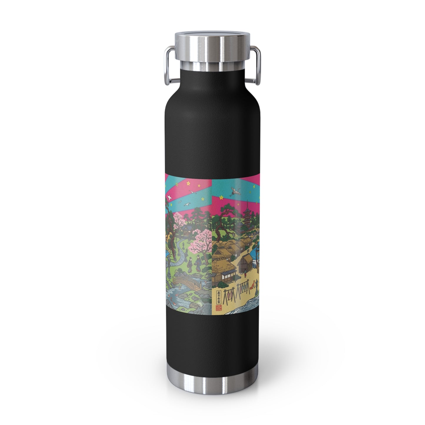 NekoPunch Original | 22oz Retro Japanese Wave & Beach Insulated Water Bottle - Girl