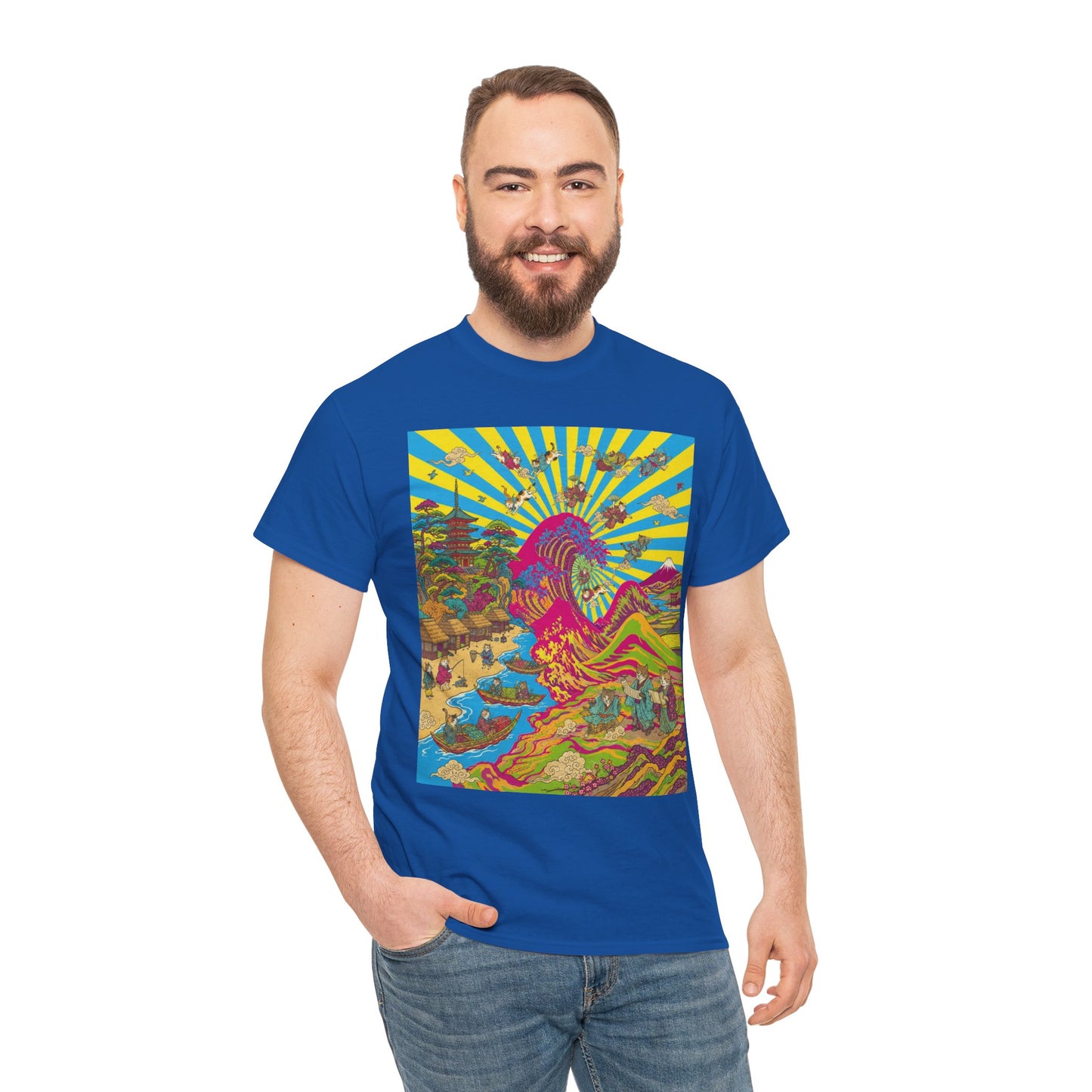 NekoPunch Original | Psychedelic Ocean Wave T-Shirt - Girl | Unisex Heavy Cotton Tee