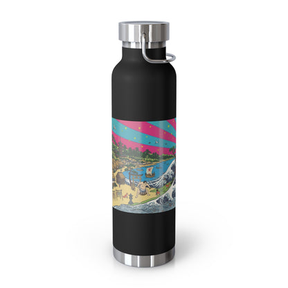 NekoPunch Original | 22oz Retro Japanese Wave & Beach Insulated Water Bottle - Girl
