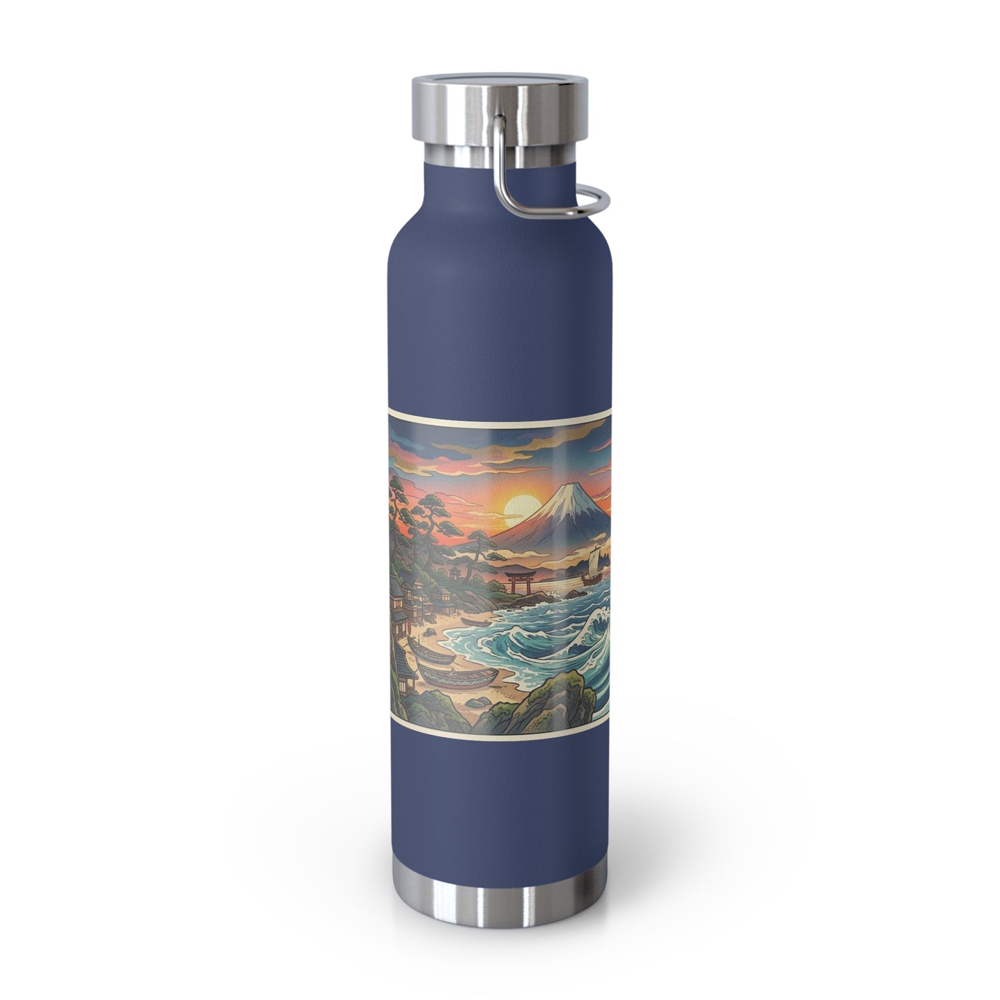 NekoPunch Original | 22oz Sunset & wave Mt. Fuji Surf Insulated Water Bottle