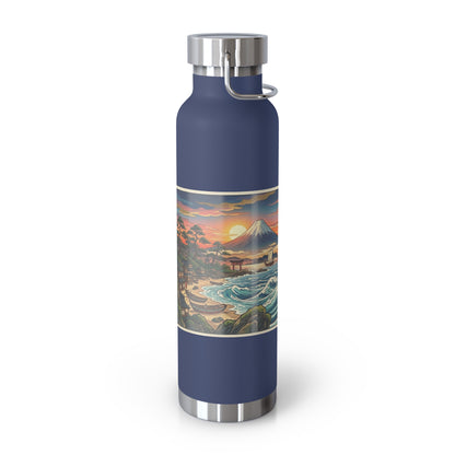 NekoPunch Original | 22oz Sunset & wave Mt. Fuji Surf Insulated Water Bottle