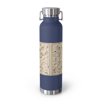 NekoPunch Original | 22oz Retro Japanese Cat Pattern Insulated Water Bottle