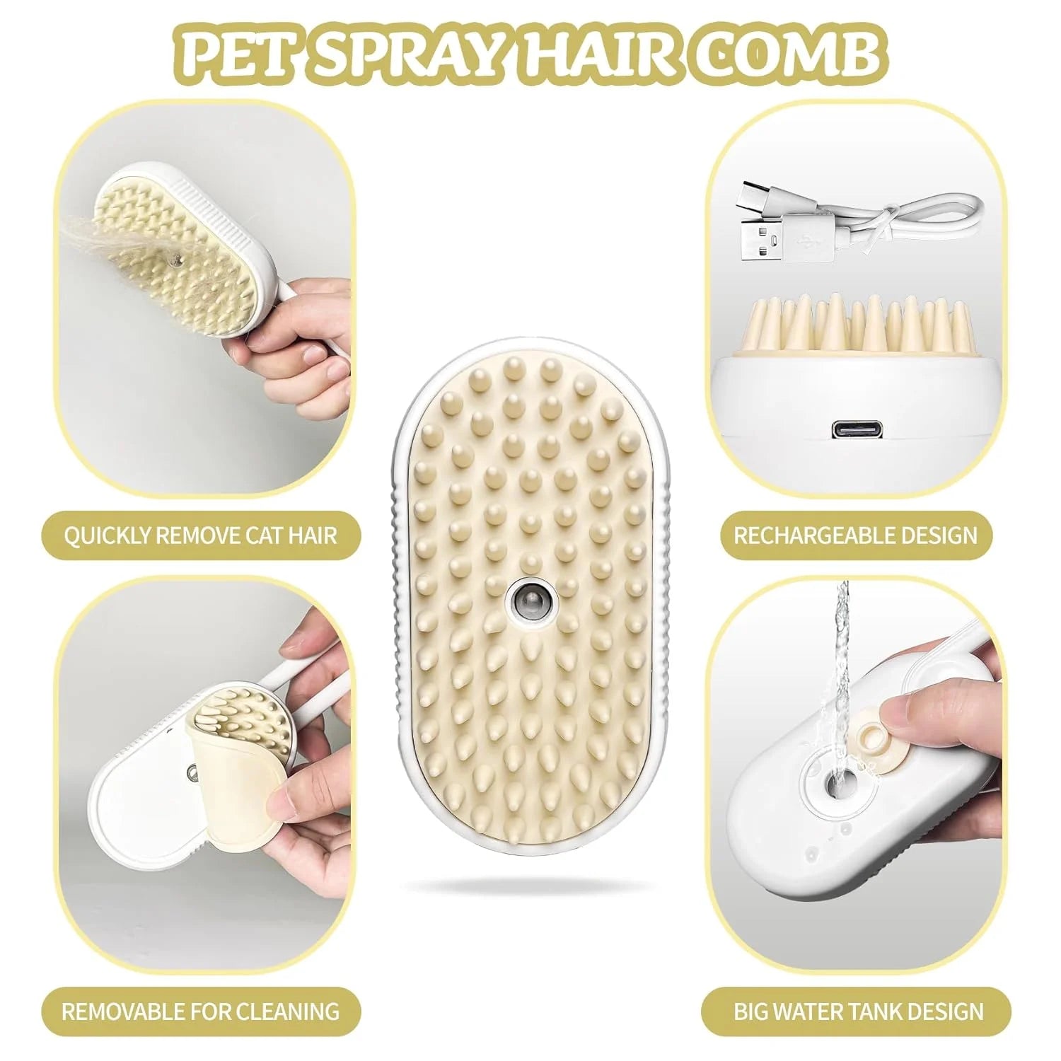 3-in-1 Steam Pet Brush