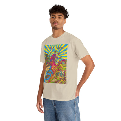 NekoPunch Original | Psychedelic Ocean Wave T-Shirt - Girl | Unisex Heavy Cotton Tee