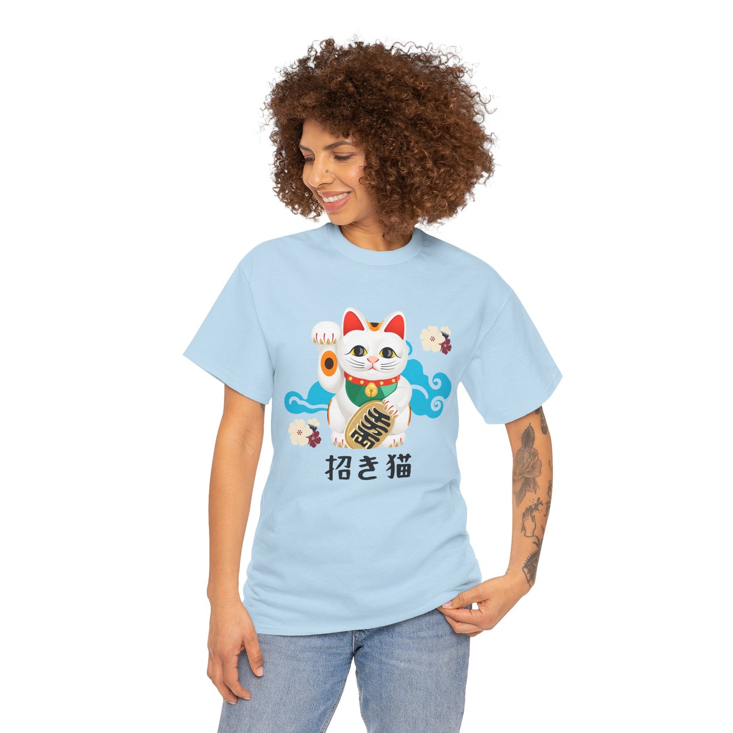 NekoPunch Original T-Shirt – “Lucky Cat” (招き猫) | Unisex Heavy Cotton Tee