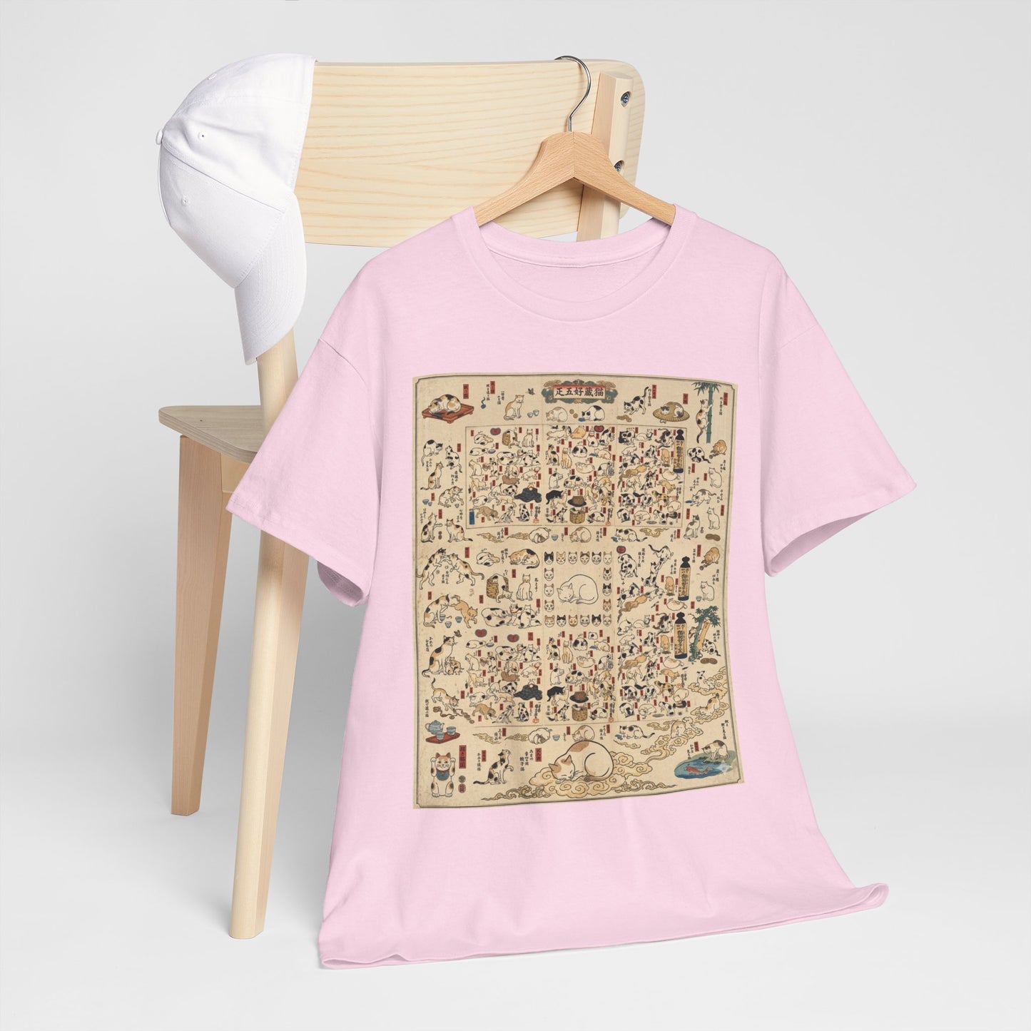NekoPunch Original | Retro Japanese Cat Pattern T-Shirt | Unisex Heavy Cotton Tee