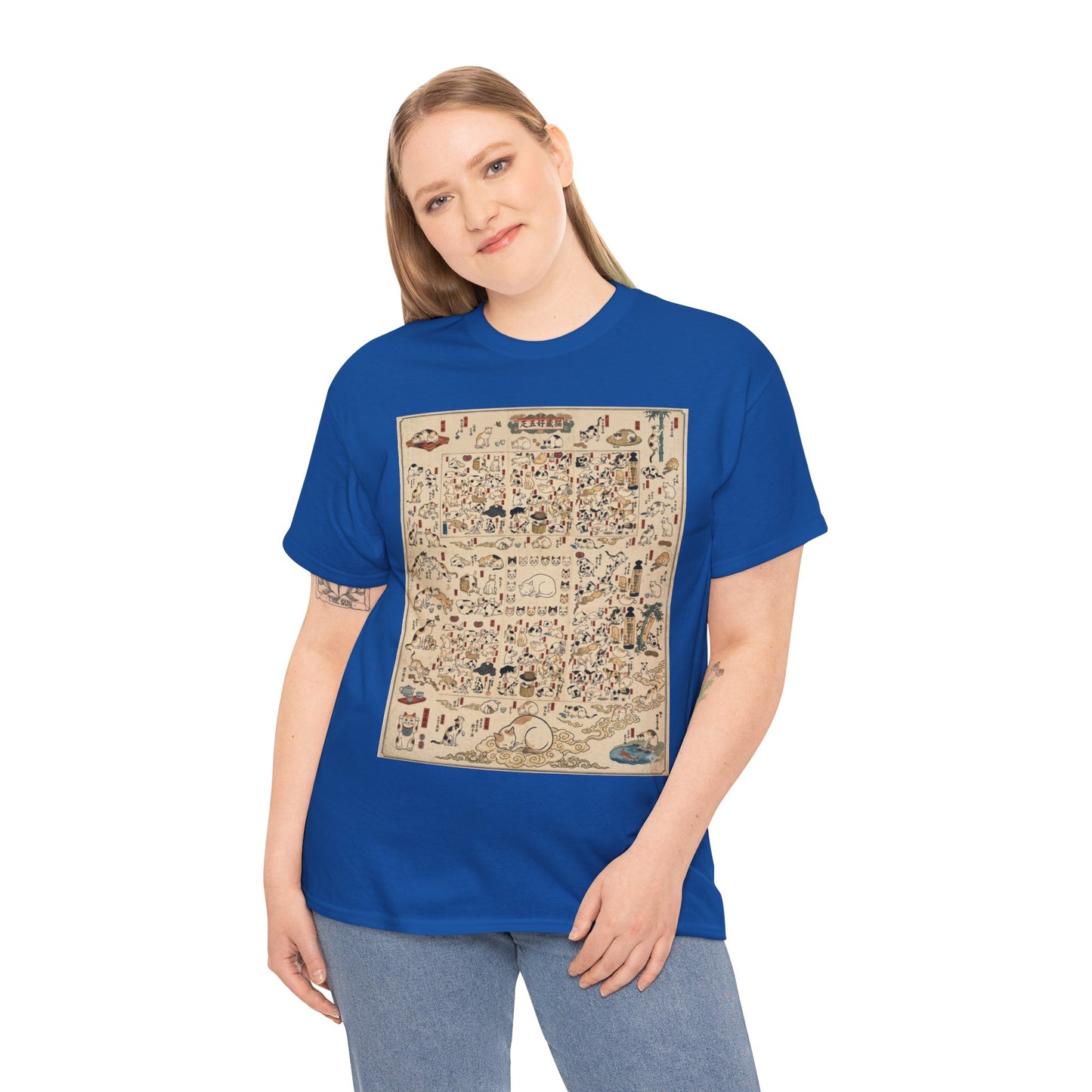 NekoPunch Original | Retro Japanese Cat Pattern T-Shirt | Unisex Heavy Cotton Tee