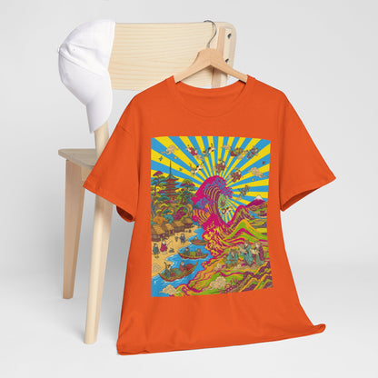 NekoPunch Original | Psychedelic Ocean Wave T-Shirt - Girl | Unisex Heavy Cotton Tee