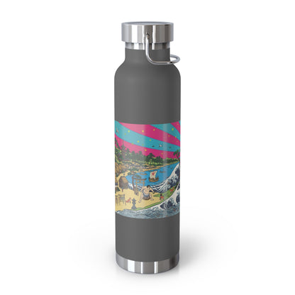 NekoPunch Original | 22oz Retro Japanese Wave & Beach Insulated Water Bottle - Girl