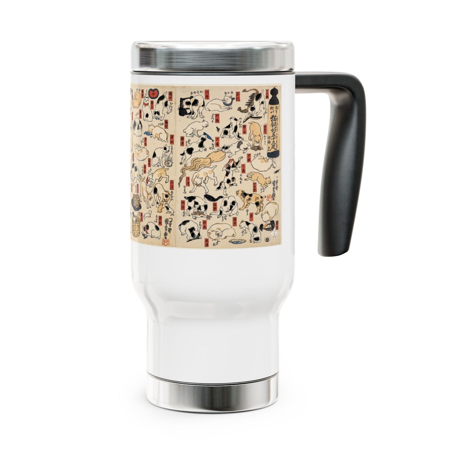 NekoPunch Original | 14oz Retro Japanese Cat Pattern Stainless Steel Travel Mug