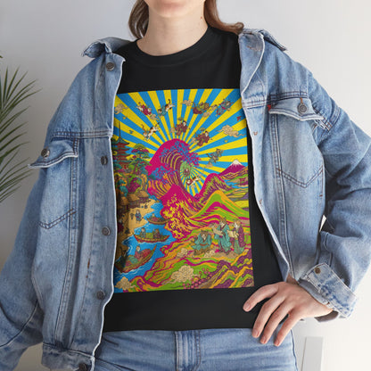 NekoPunch Original | Psychedelic Ocean Wave T-Shirt - Girl | Unisex Heavy Cotton Tee