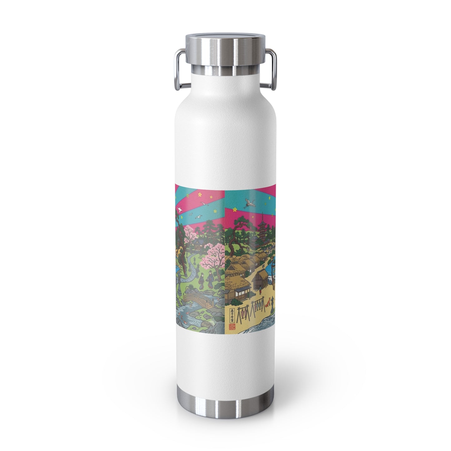 NekoPunch Original | 22oz Retro Japanese Wave & Beach Insulated Water Bottle - Girl