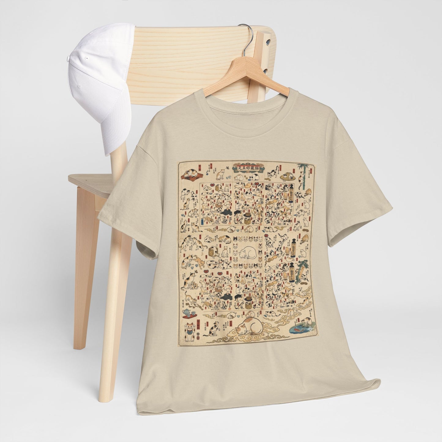 NekoPunch Original | Retro Japanese Cat Pattern T-Shirt | Unisex Heavy Cotton Tee