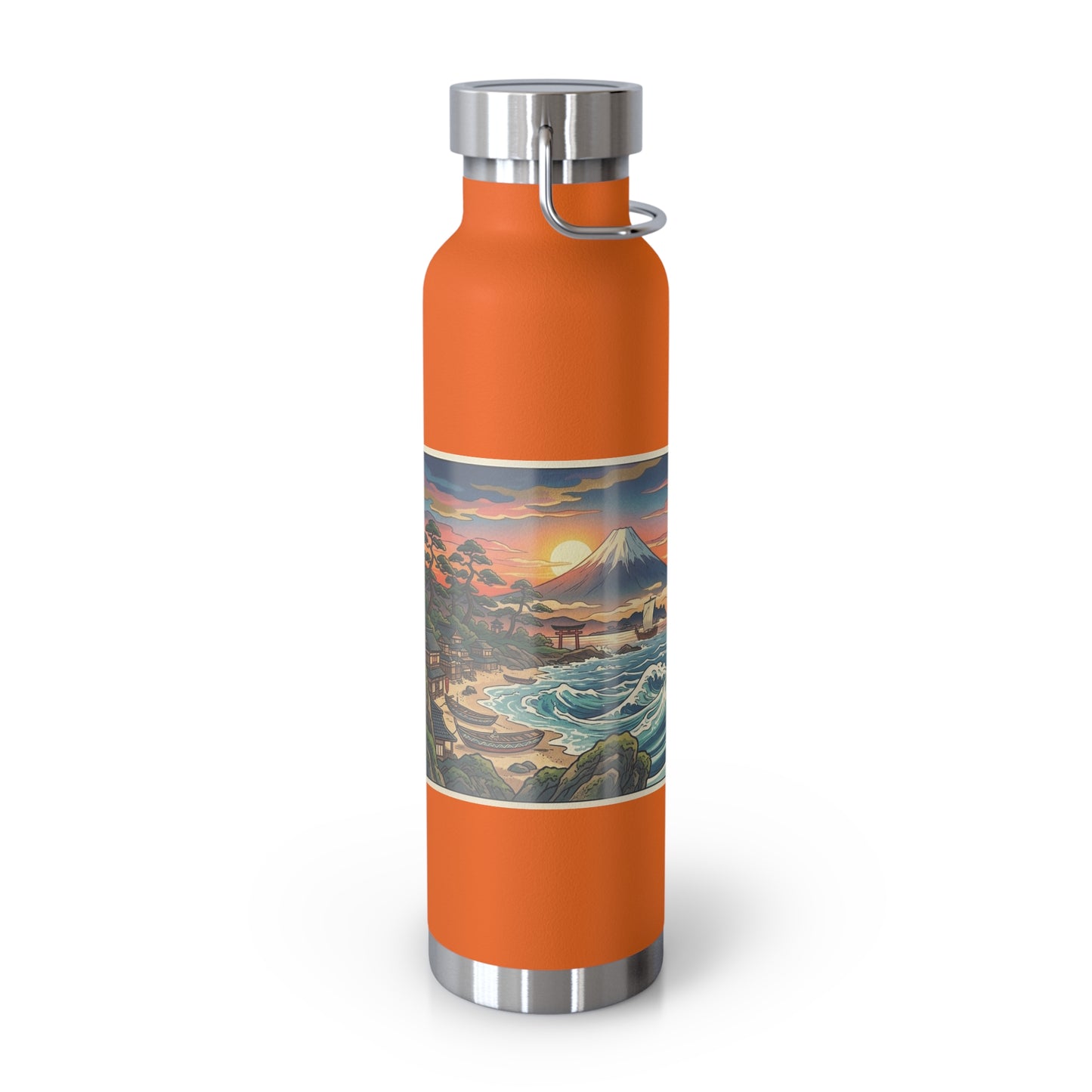 NekoPunch Original | 22oz Sunset & wave Mt. Fuji Surf Insulated Water Bottle