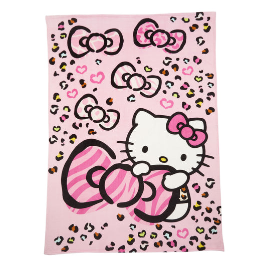 Hello Kitty Pink Ribbon Fleece Throw Blanket – Soft & Cozy, 62" x 90"