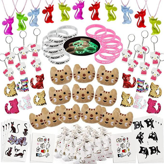 84-Pack Cat Party Favors – Colorful Goodie Bag Stuffers for Kids