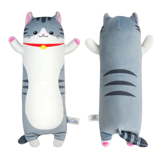 Grey Long Cat Plush Pillow (20"/27.5"/35.5")