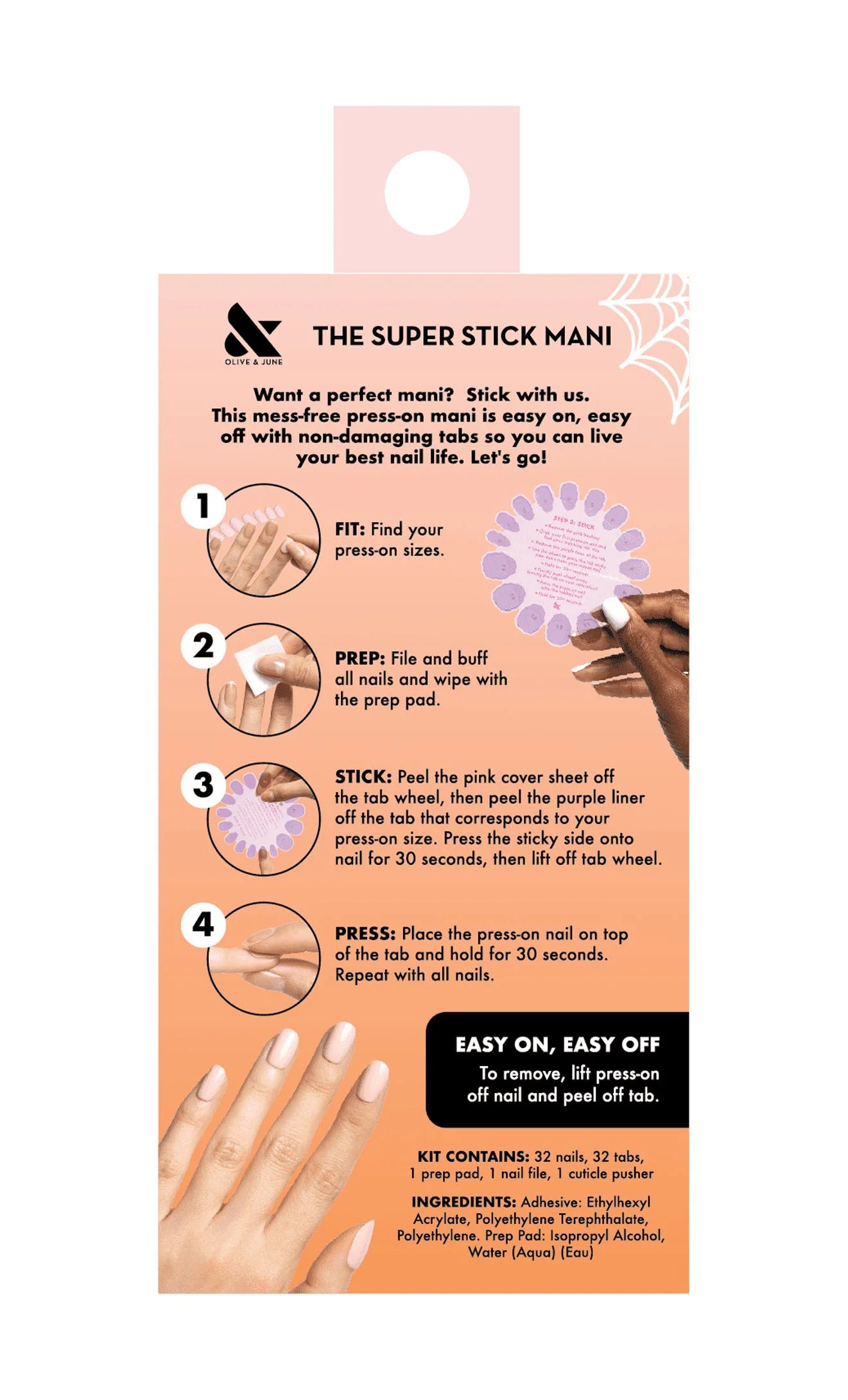 Super Stick Mani Medium Oval Press-On Tabs – Sneaky Cats (32-Pack)