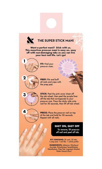 Super Stick Mani Medium Oval Press-On Tabs – Sneaky Cats (32-Pack)