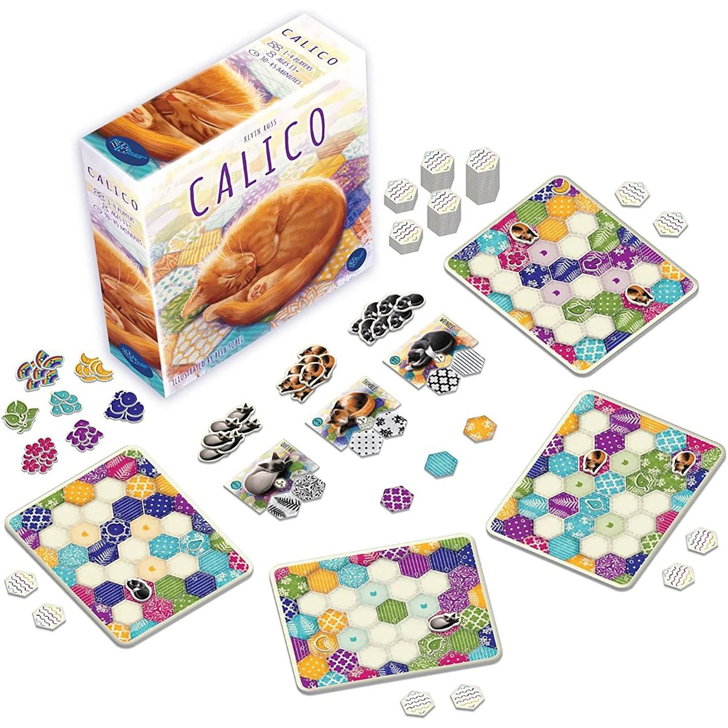 Calico Board Game, Award Winning Strategy Game, Sew Your Quilt to Score Points, Family Fun, Ages 8+, 1-4 Players, 30-45 Min, Flatout Games